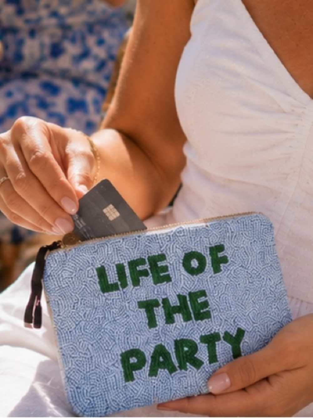 Kate Spade New York Life of the Party Beaded Zip Pouch Clutch NWT